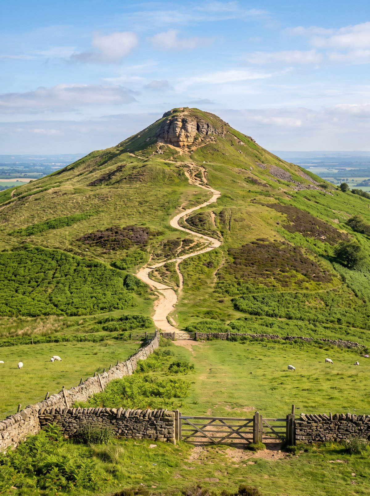 Roseberry Topping with the path winding up to the summit